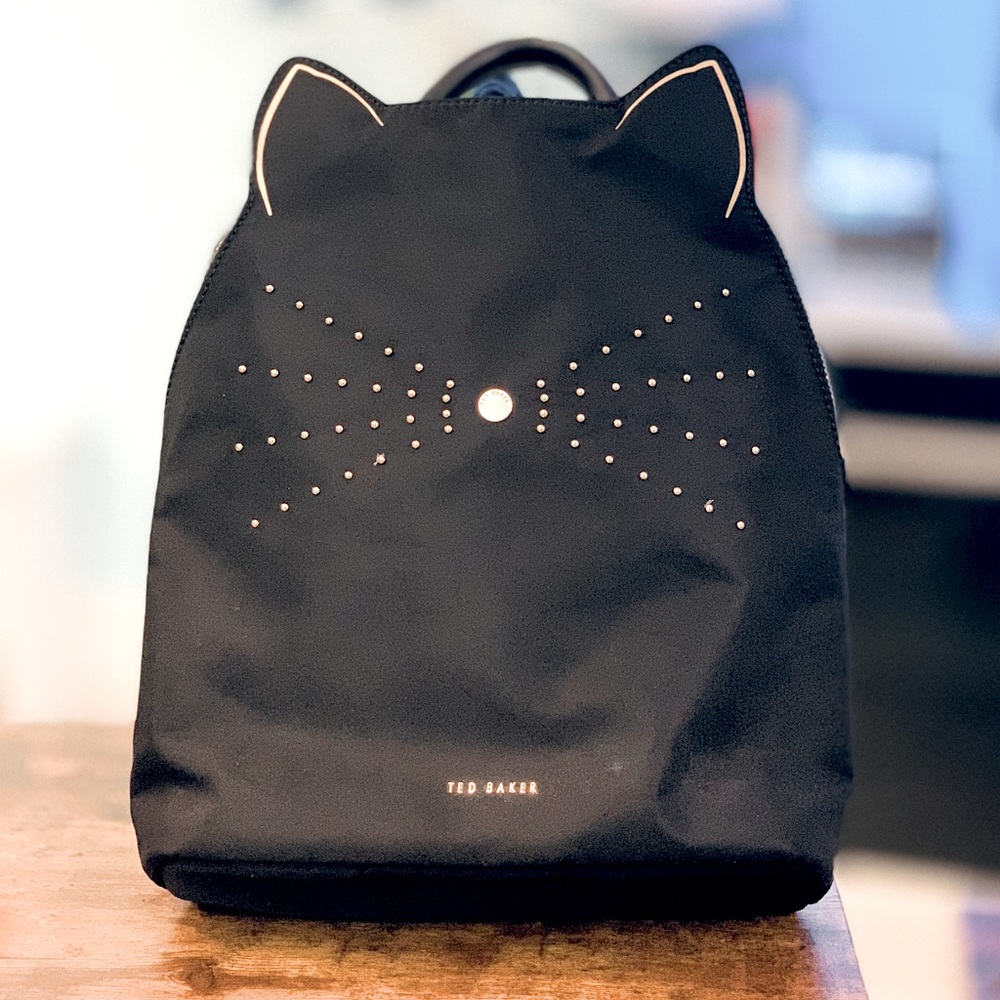 Ted Baker London Katt Nylon Black Cat Backpack Bag
